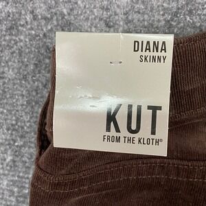KUT From The Kloth Diana Skinny Corduroy Pants Brown Women's Size 16 Stretch NWT